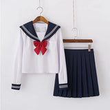Japanese Style S-2XL Students Girls School Uniforms Girls Navy Costume Women Sexy Navy JK Suit Sailor Blouse Pleated Skirt Set
