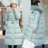 2022 Winter New Down Cotton Parkas Jacket Women's X-Long Faux Fur Collar Padded Jacket Thick Loose Large Size Padded Jacket