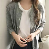 Spring Fall Slim Knit Cardigans Jacket Women Casual Korean Sweater Coats O-neck Knitwear Gilet Basic Single Breasted Tops