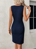 Twist Cut Out Solid Dress, Elegant Sleeveless Dress For Party & Banquet, Women's Clothing