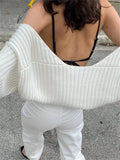 Women Ultra-short Sweater Coat 2022 Autumn Winter Long Sleeve Loose Knitted Crop Tops Solid Color Sexy Cardigan Sweaters Tops