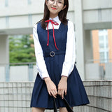Japanese class uniform, school uniform, student uniform, corner placket, female white shirt sailor suit tank top dress dress set