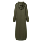 Muslim Dress Autumn/Winter Women's Sweatshirt Fashion Hooded Long Sleeve Long Dress Casual Solid Color Hooded Tank Top Robe