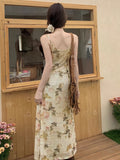 ZllKl Butterfly Print Cami Dress, Casual V Neck Sleeveless Dress For Summer, Women's Clothing
